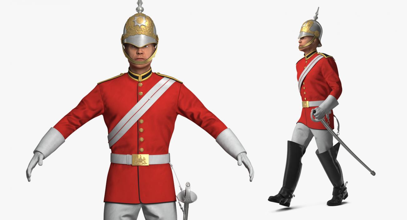 3D Queens Royal Soldier Lifeguards Cavalry Rigged