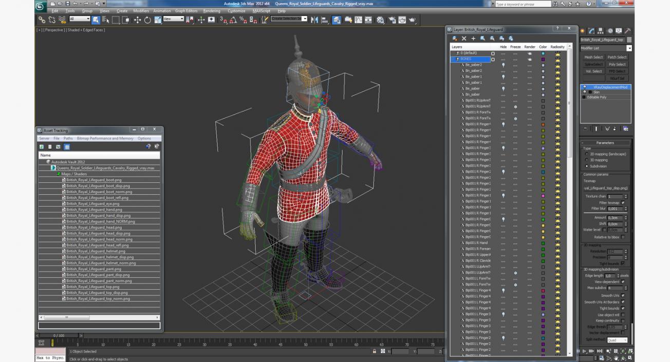 3D Queens Royal Soldier Lifeguards Cavalry Rigged