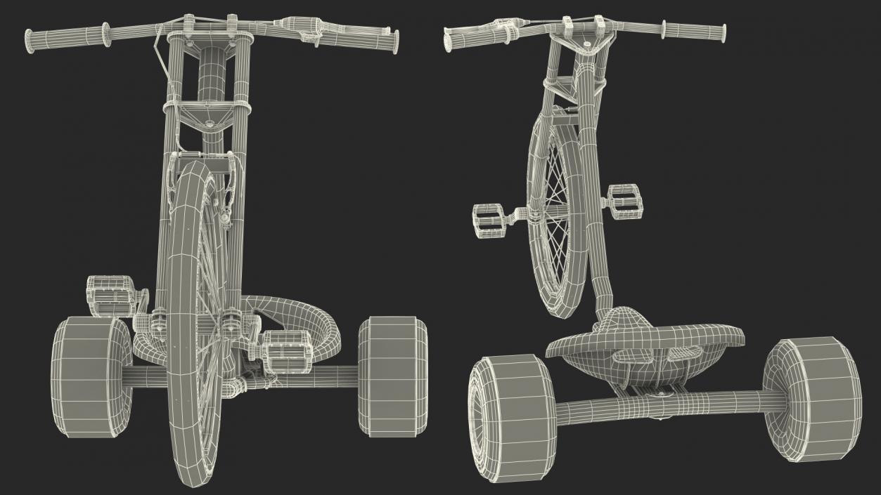 3D model Razor DXT Drift Trike Yellow Rigged