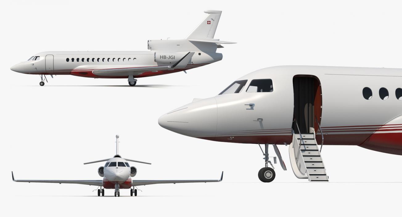 3D Business Jet Dassault Falcon 7X Rigged model
