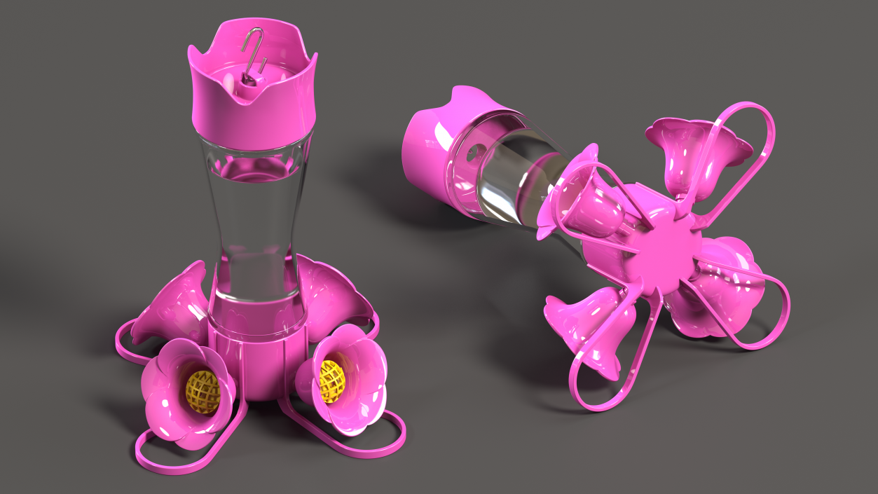 3D Pink Hummingbird Feeder model