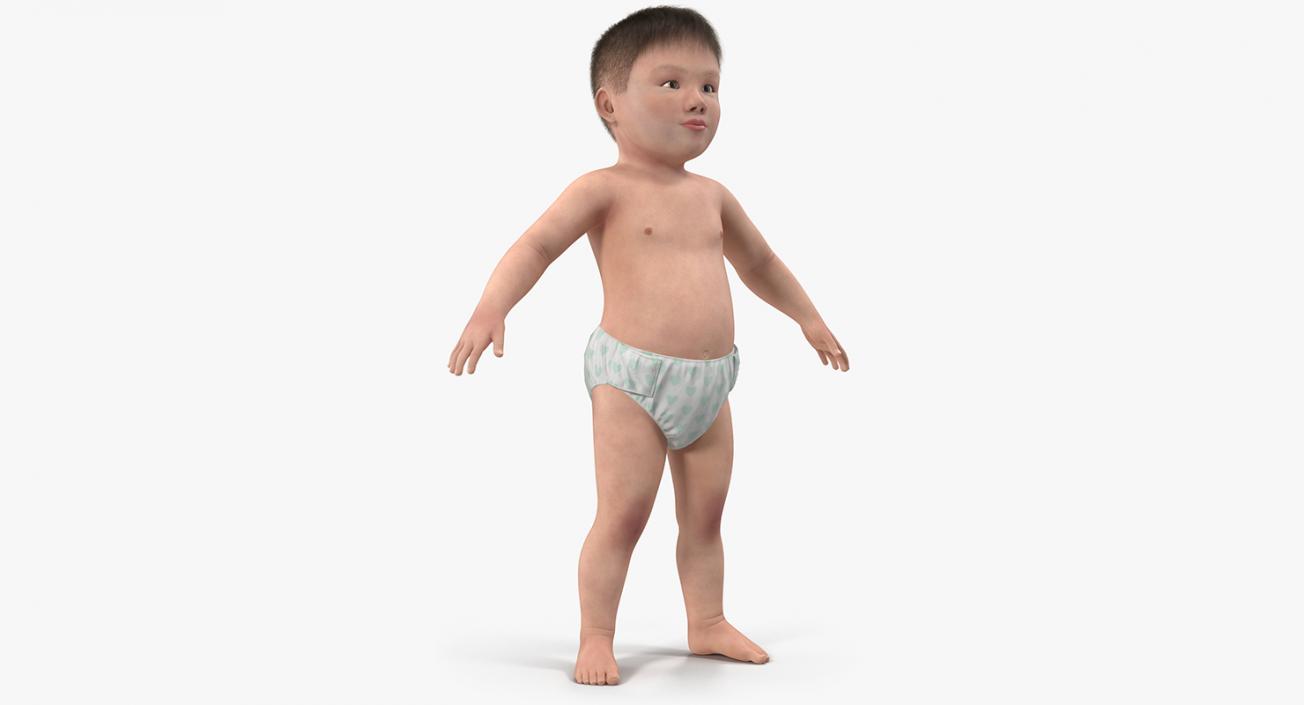 Asian Baby with Fur 3D model