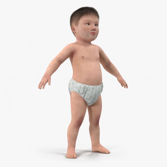 Asian Baby with Fur 3D model