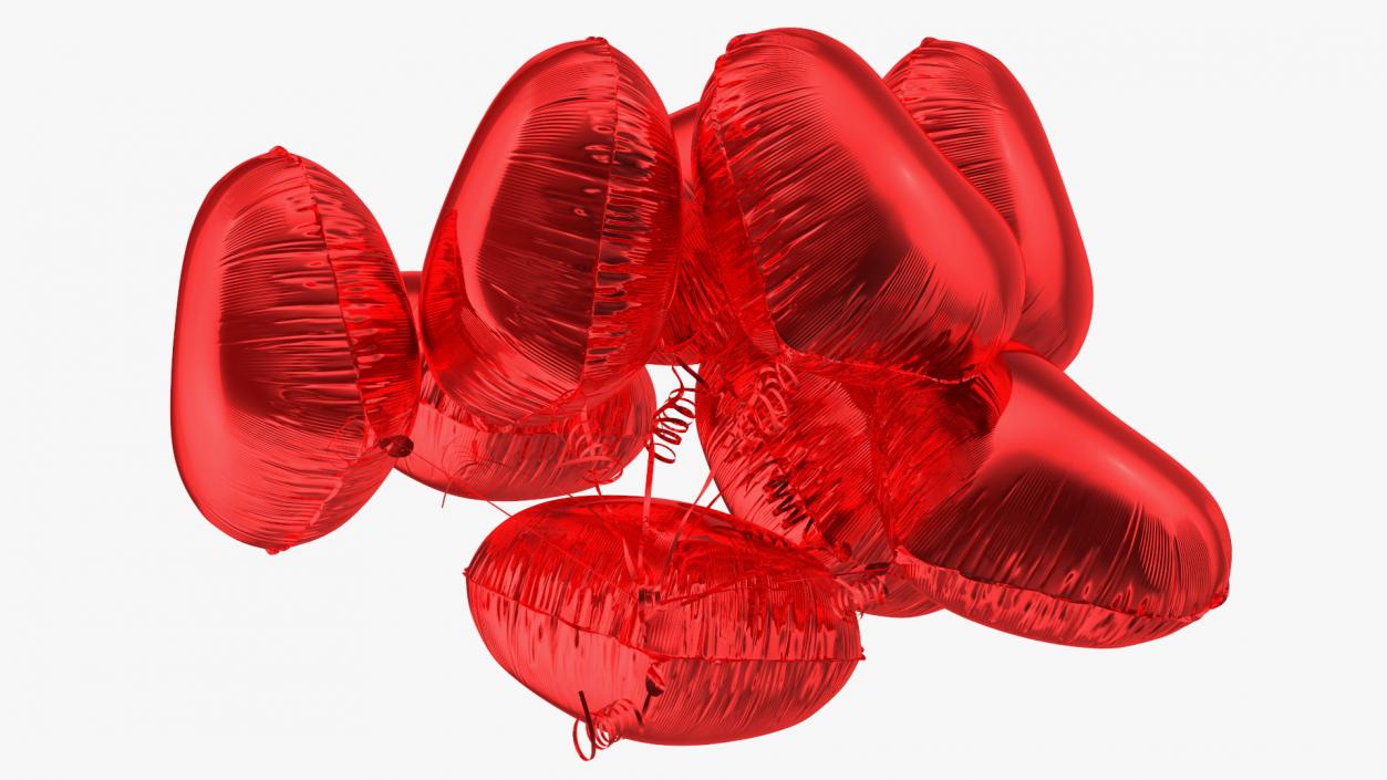 Heart Shaped Red Balloon Bouquet 3D