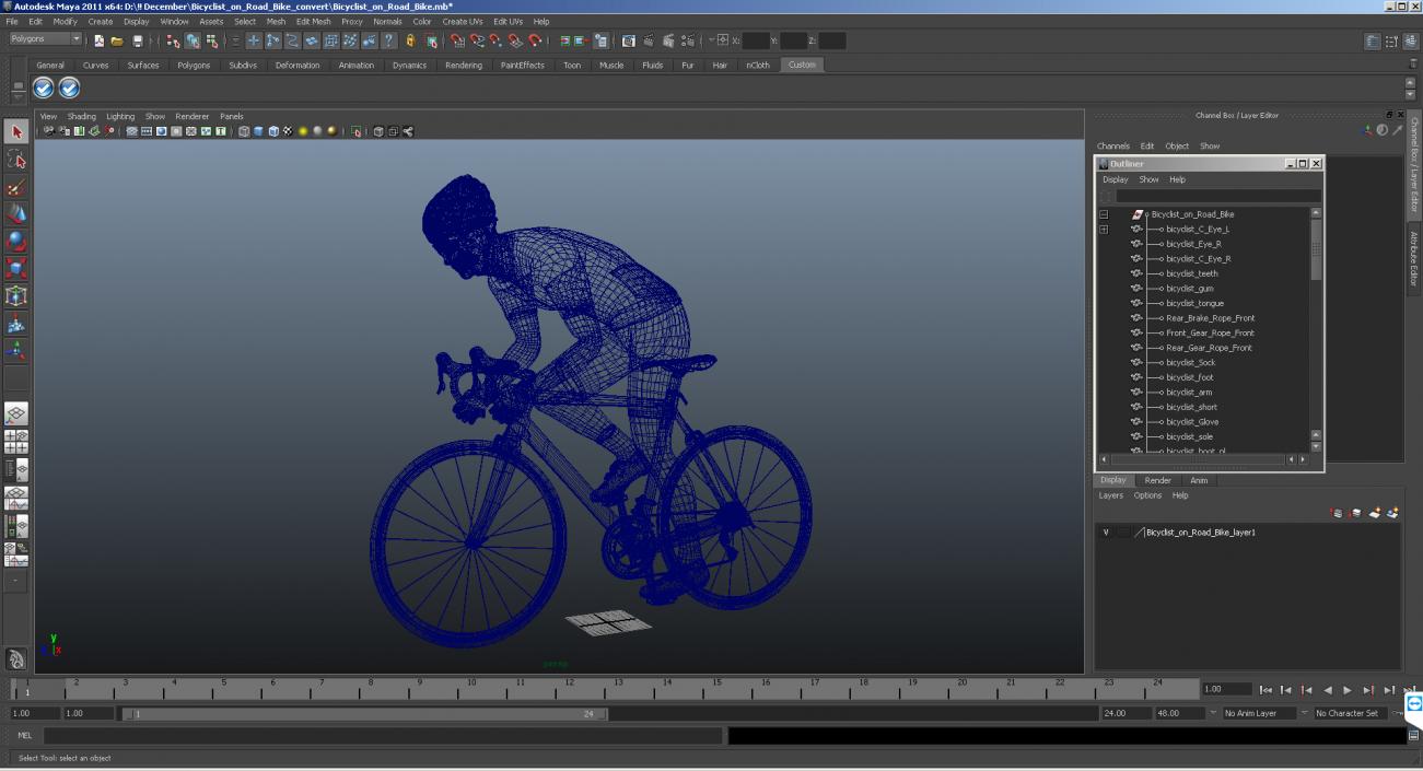 Bicyclist on Road Bike 3D