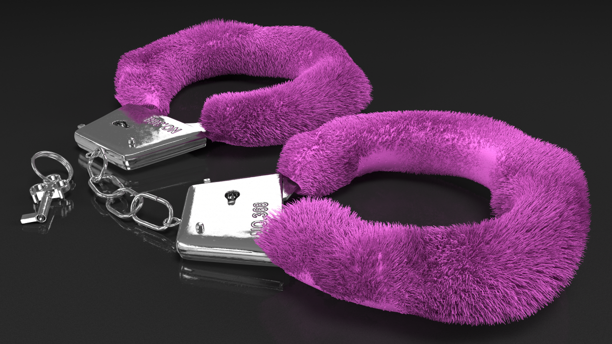 Fuzzy Pink Handcuffs Fur 3D model