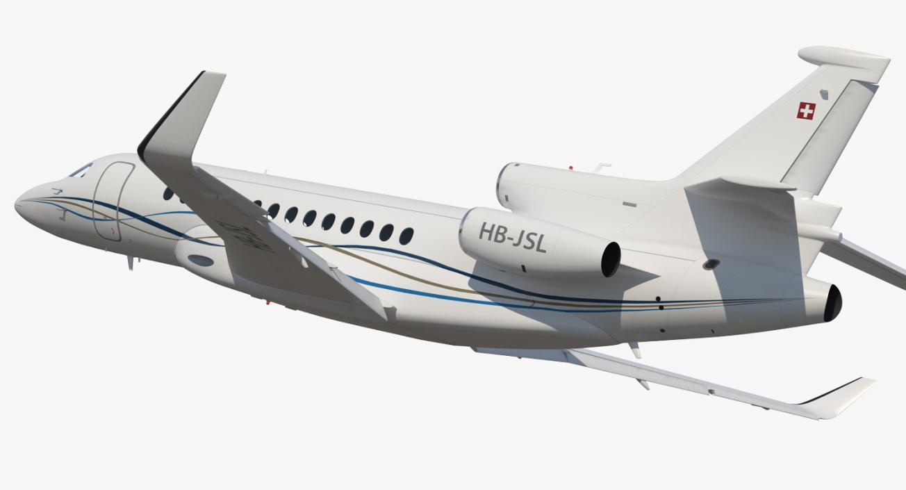 Business Long Range Trijet Dassault Falcon 7X Rigged 3D
