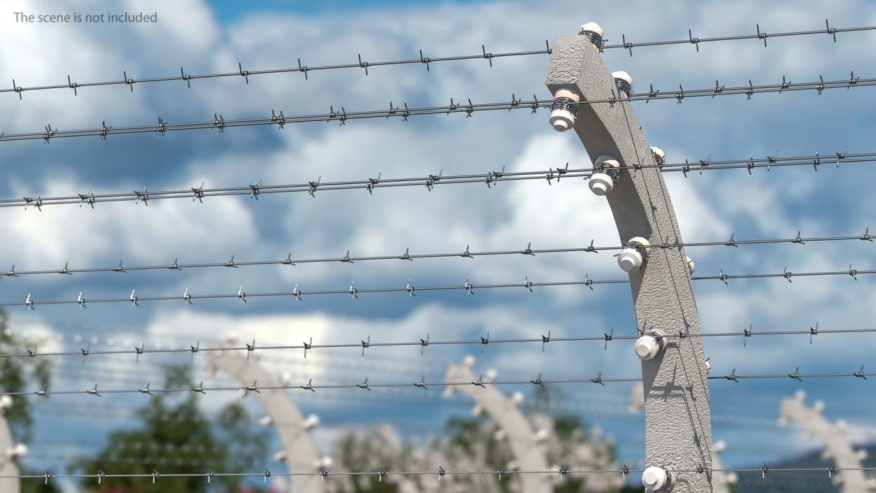 3D model Electric Barbed Wire Fence Sections