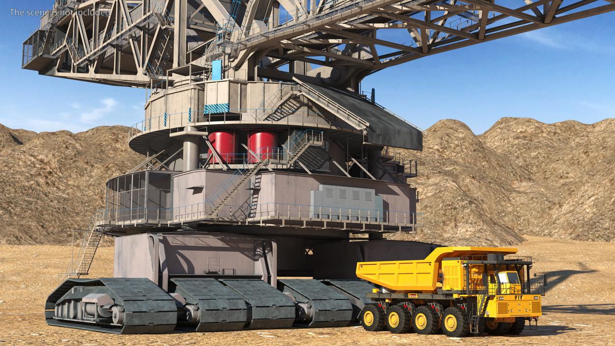 3D Mining Multi Bucket Wheel Excavator with Mining Truck model