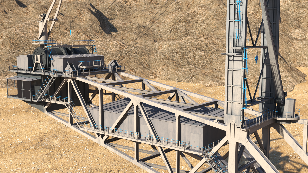 3D Mining Multi Bucket Wheel Excavator with Mining Truck model