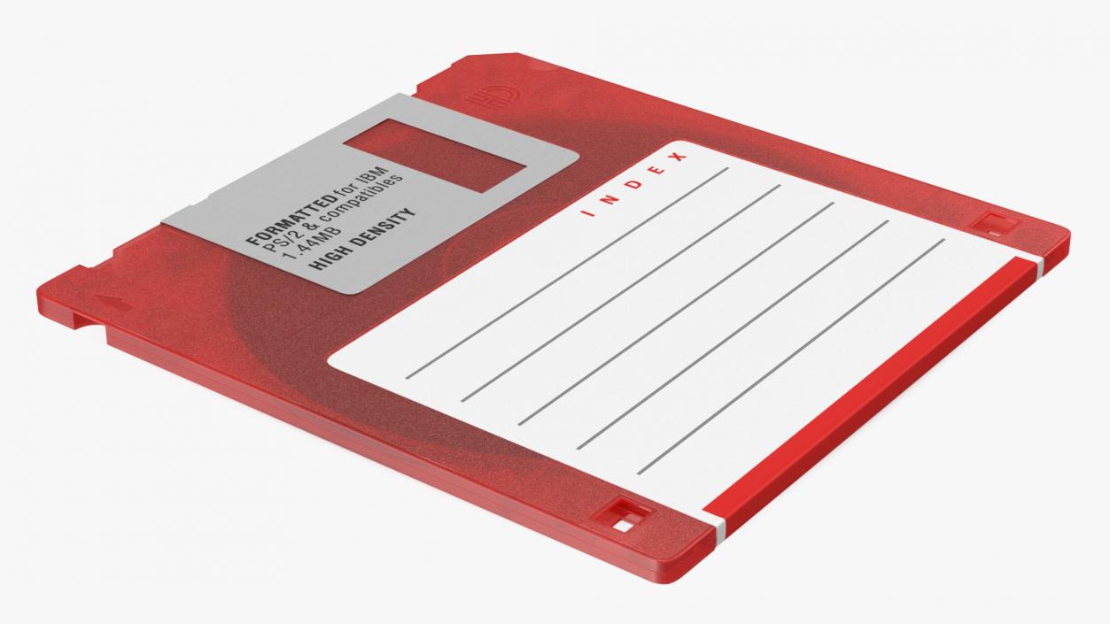 3D Floppy Disk 3 and a Half Inch Red model