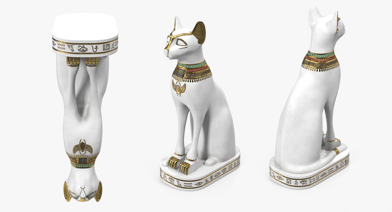 3D model Egyptian Cat Statue White