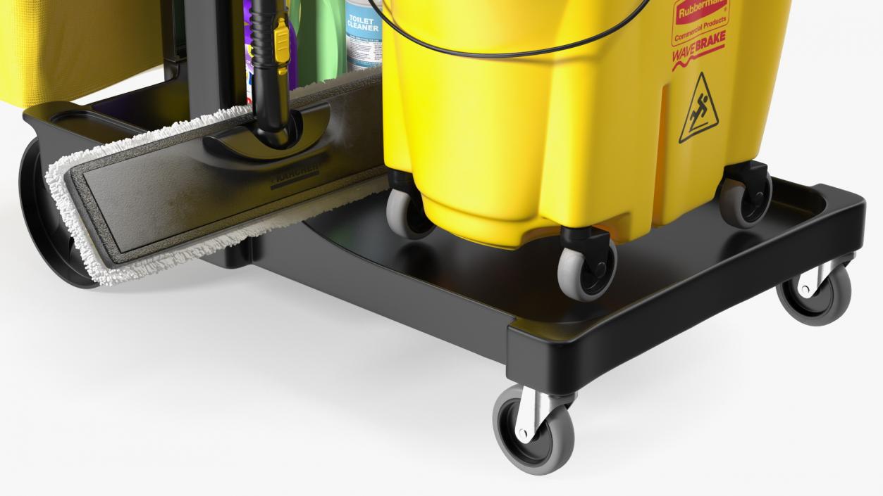 3D Cleaning Cart With Mop and Cleaning Products Fur model