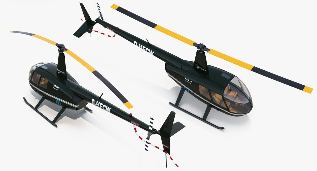 3D model Light Helicopter Robinson R44 Raven II Rigged