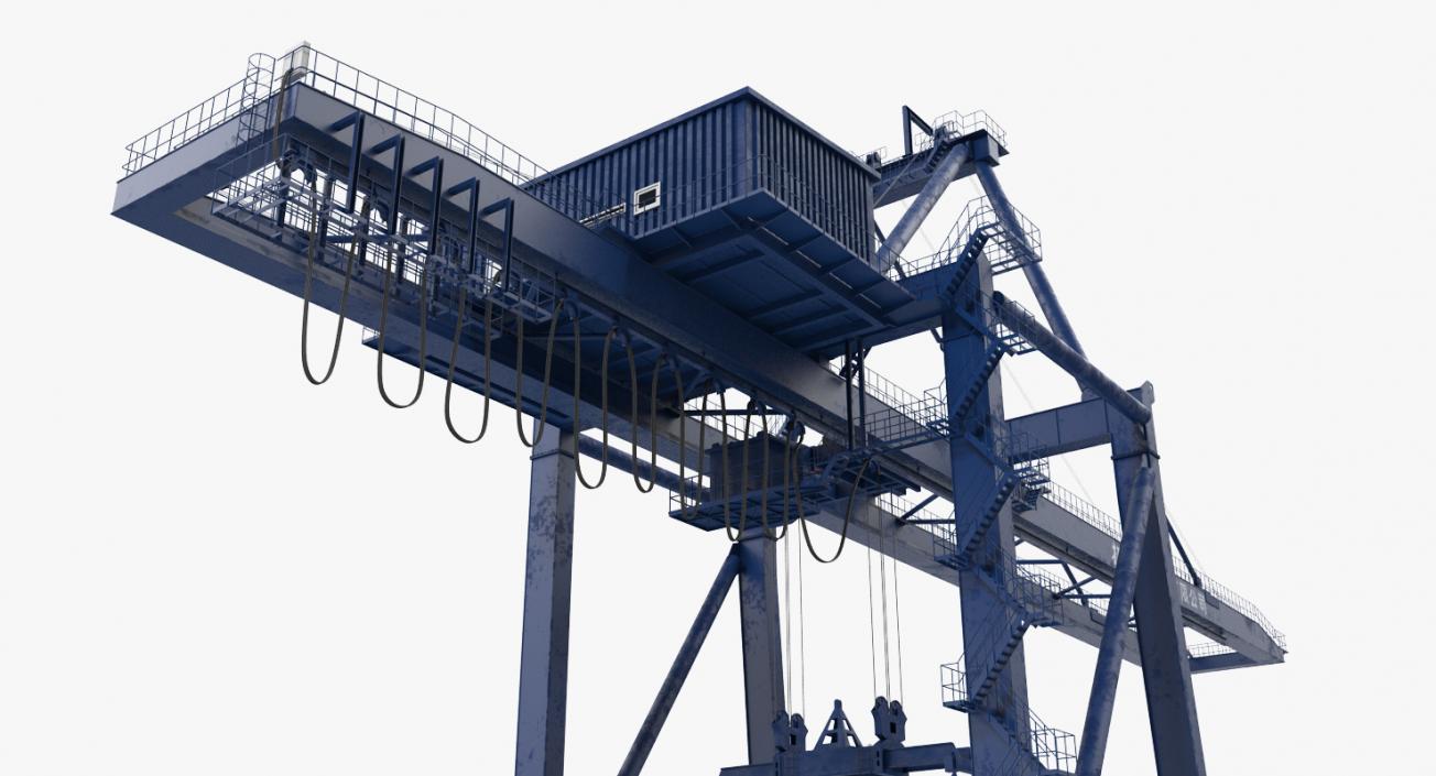 Container Crane Rigged Blue 3D