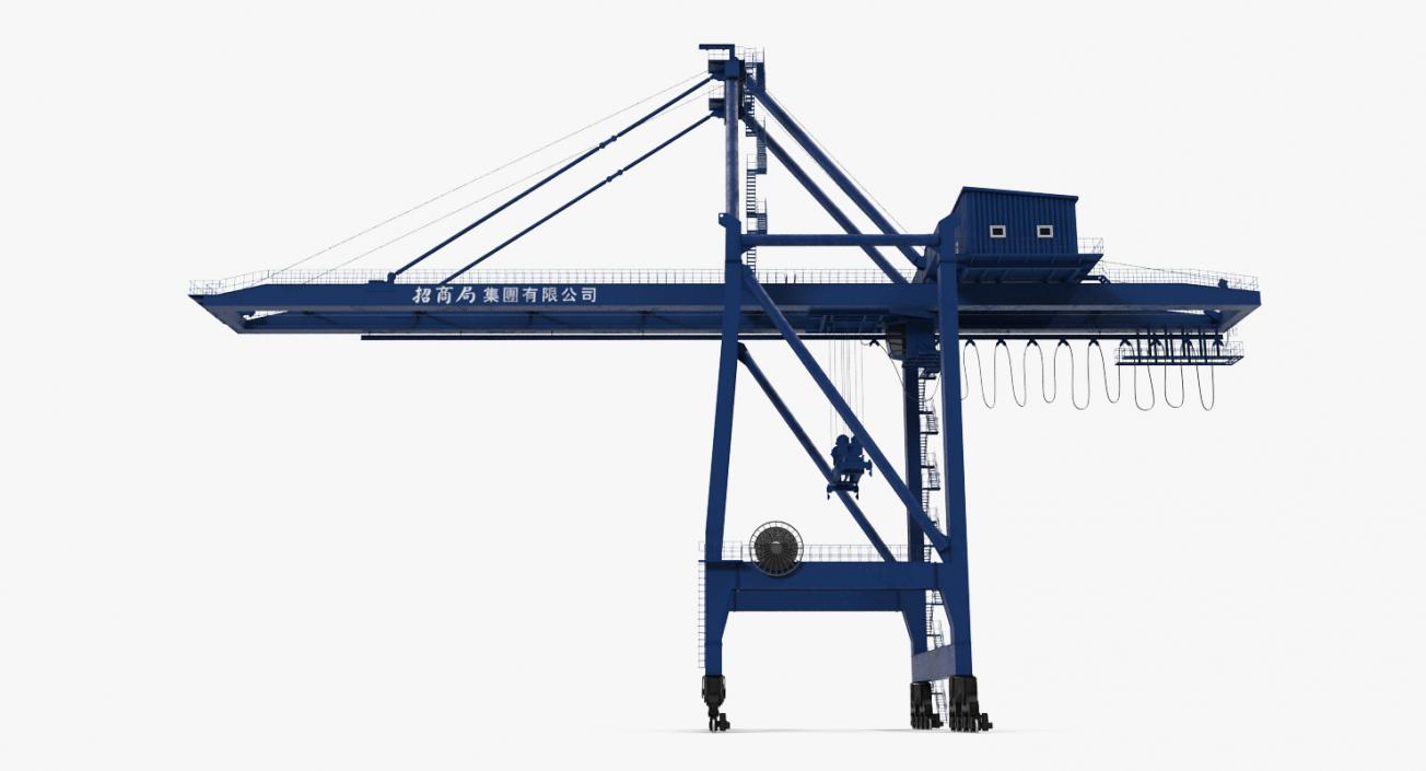 Container Crane Rigged Blue 3D
