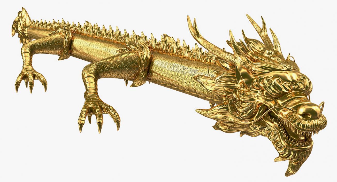 3D Golden Chinese Dragon Rigged model