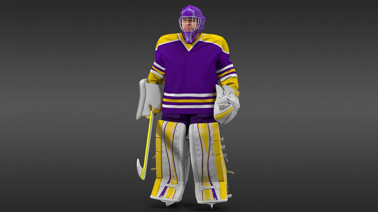 3D Hockey Goalkeeper Fully Equipped Standing Pose