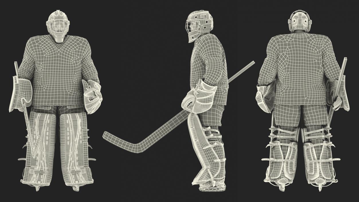 3D Hockey Goalkeeper Fully Equipped Standing Pose