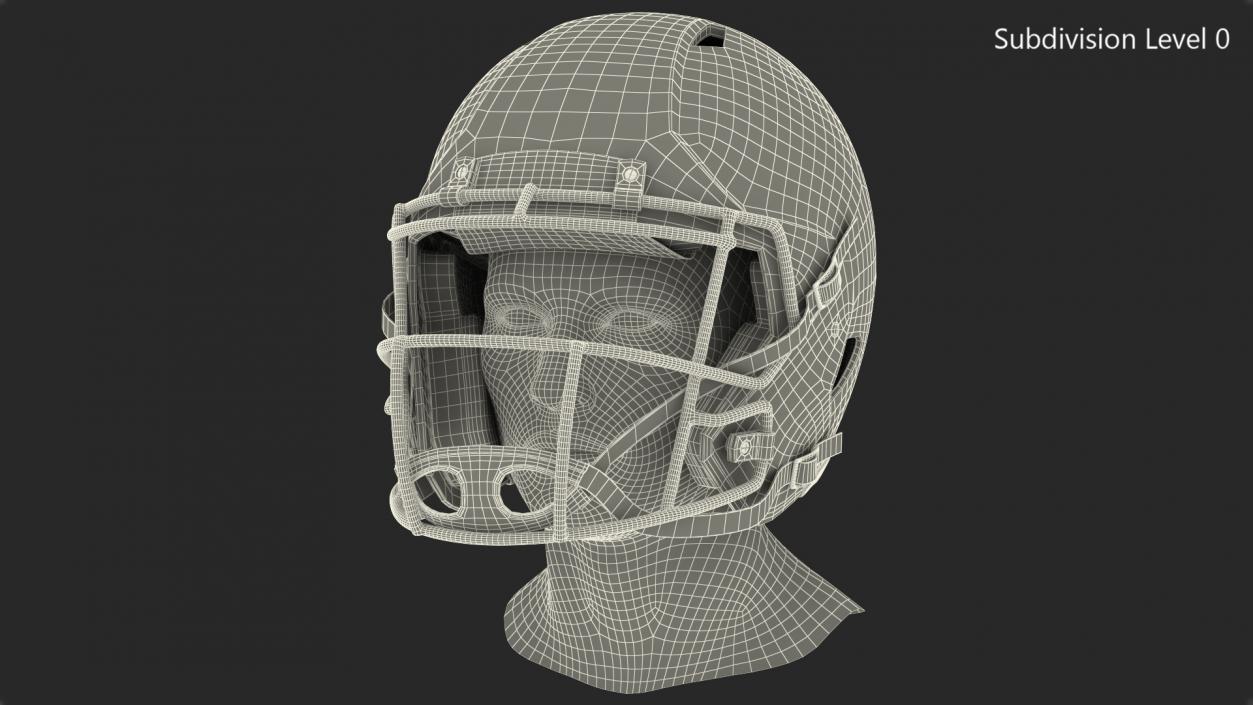 Helmet 3 Riddell On Mannequin Head 3D model