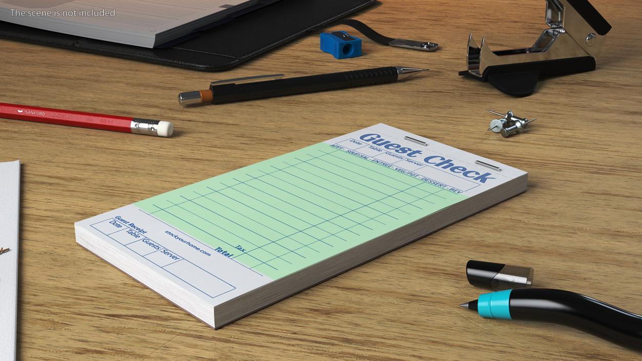 Blank Guest Check Book 3D