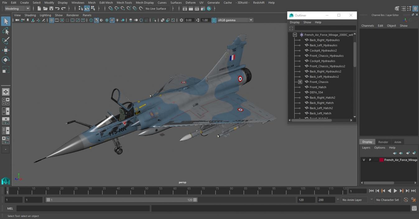 3D French Air Force Mirage 2000C with Armament model
