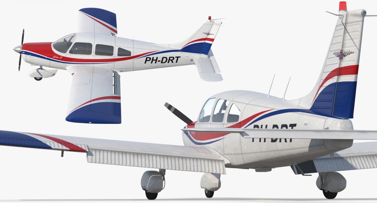 Light Aircraft Piper PA-28-161 Warrior III Rigged 3D model