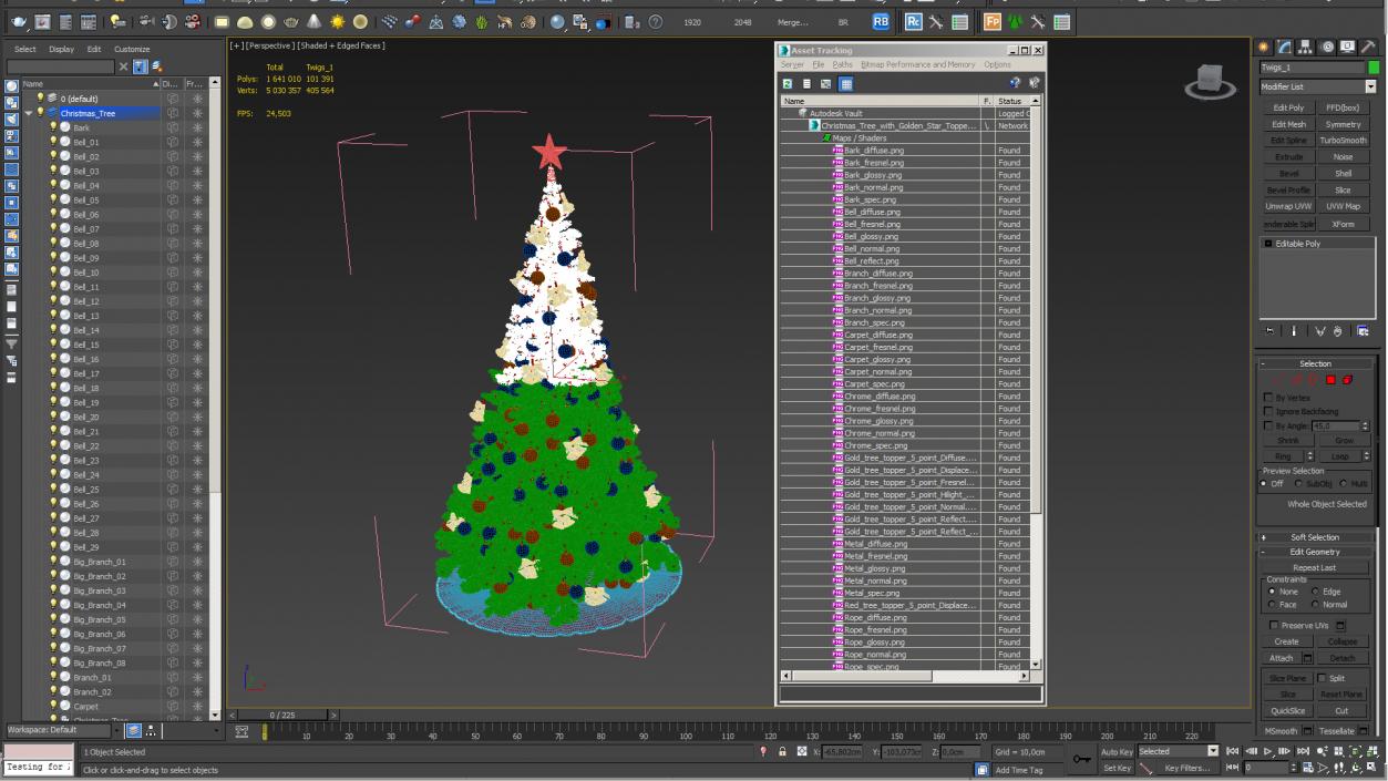 3D Christmas Tree with Golden Star Topper model