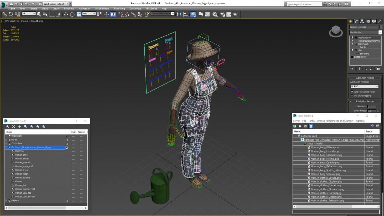 Gardener Afro American Woman Rigged for Maya 3D model