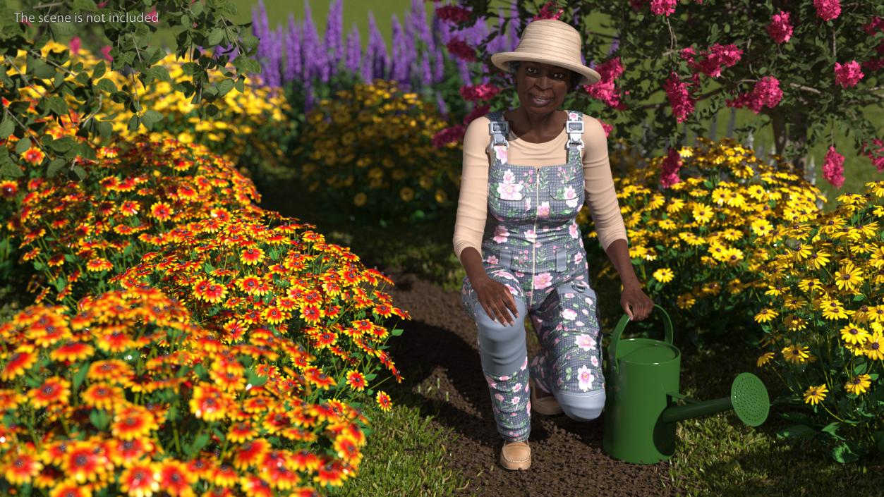 Gardener Afro American Woman Rigged for Modo 3D model