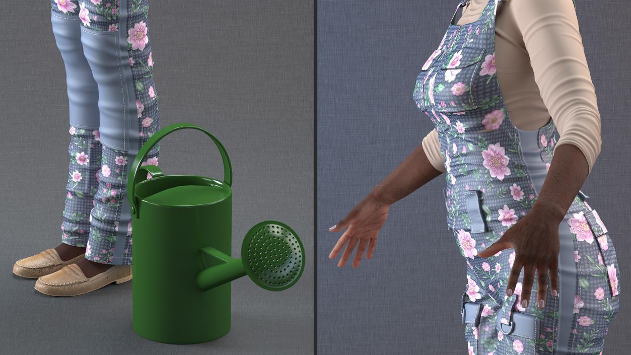 3D model Gardener Afro American Woman Rigged