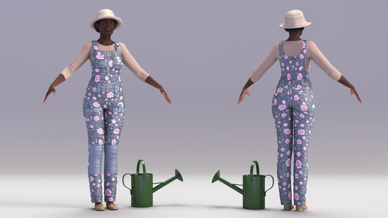 3D model Gardener Afro American Woman Rigged