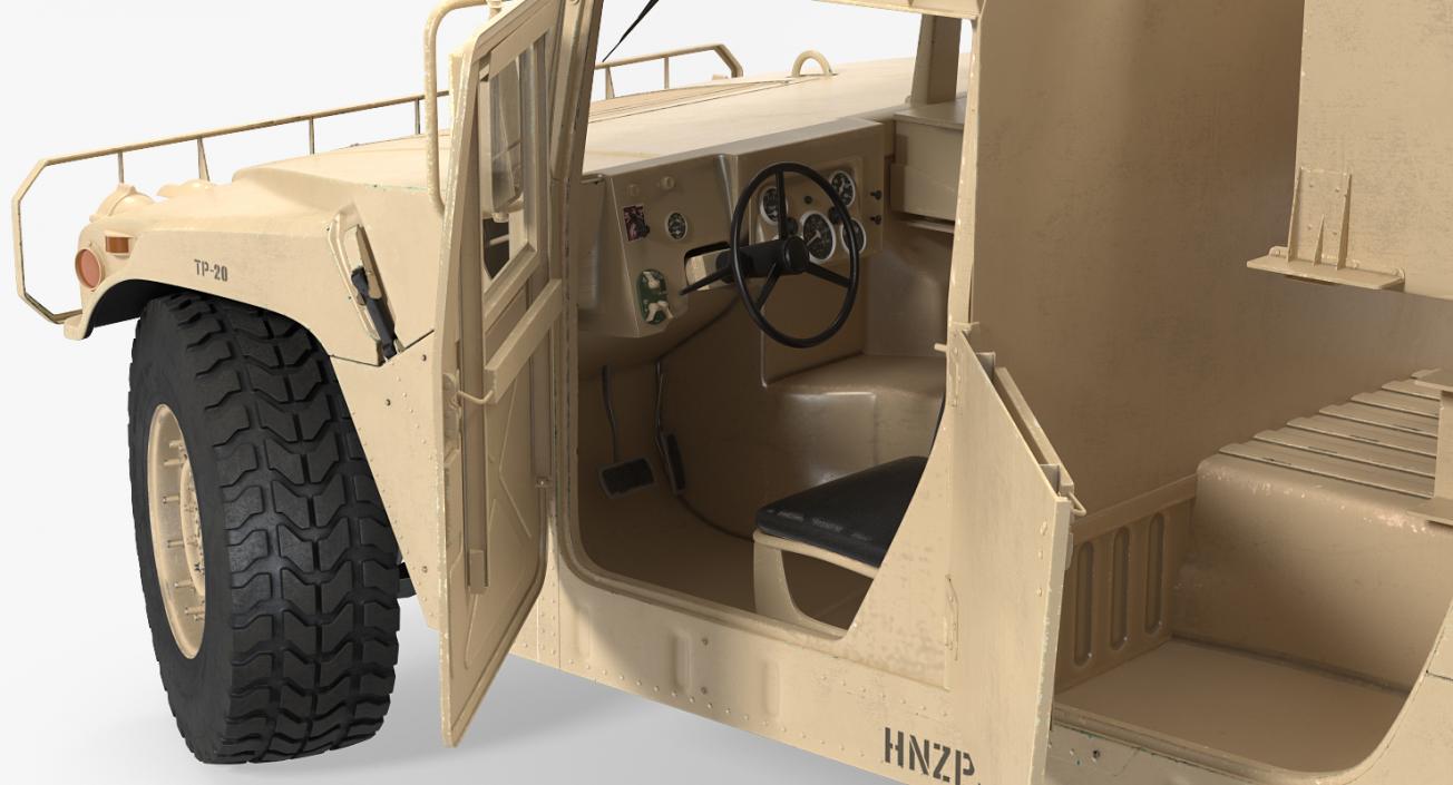 3D HMMWV M998 Equipped with Avenger Desert Rigged