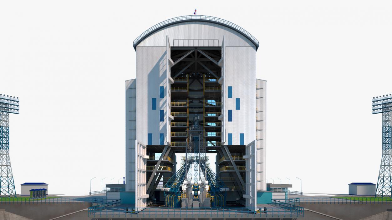 3D model Vostochny Cosmodrome Russian Spaceport Rigged