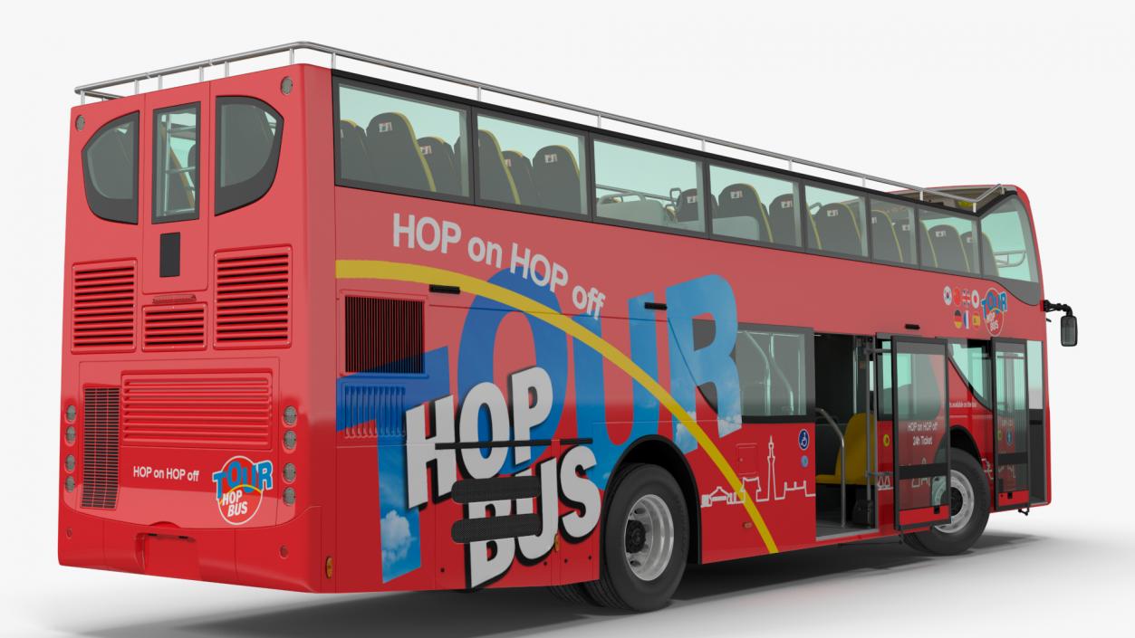 3D Open Top Double Decker Hop On Off Tour Bus Rigged for Maya model