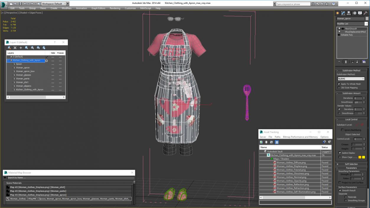Kitchen Clothing with Apron 3D