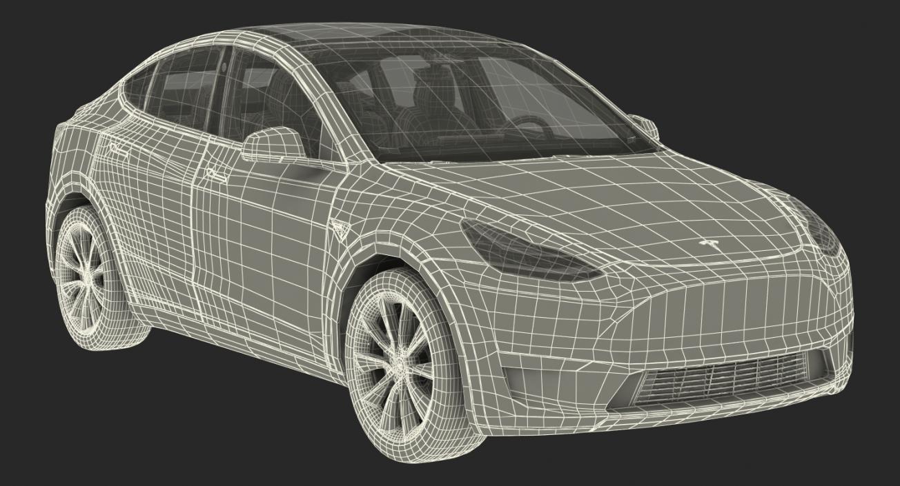 Tesla Model Y Silver Rigged 3D