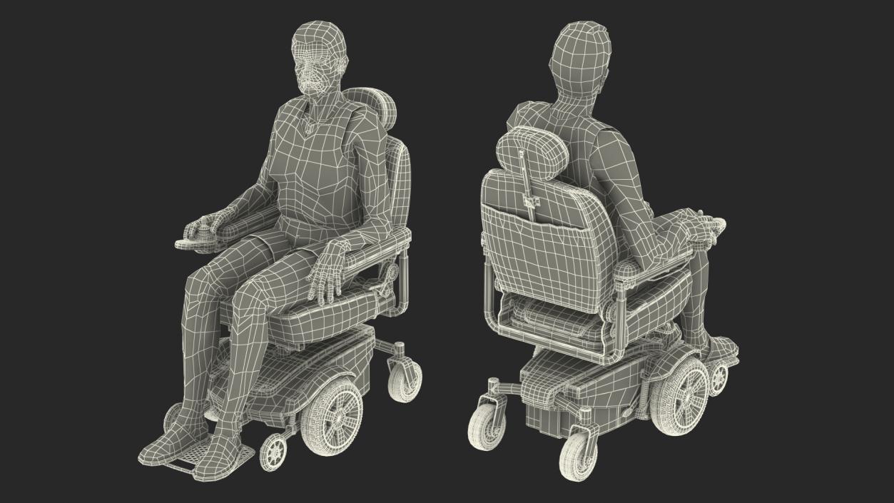 Patient with Jazzy Select Wheelchair Rigged for Cinema 4D 3D