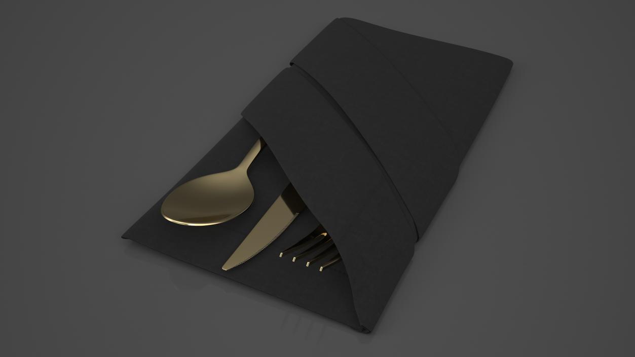 3D Buffet Napkin Fold with Steel Flatware model
