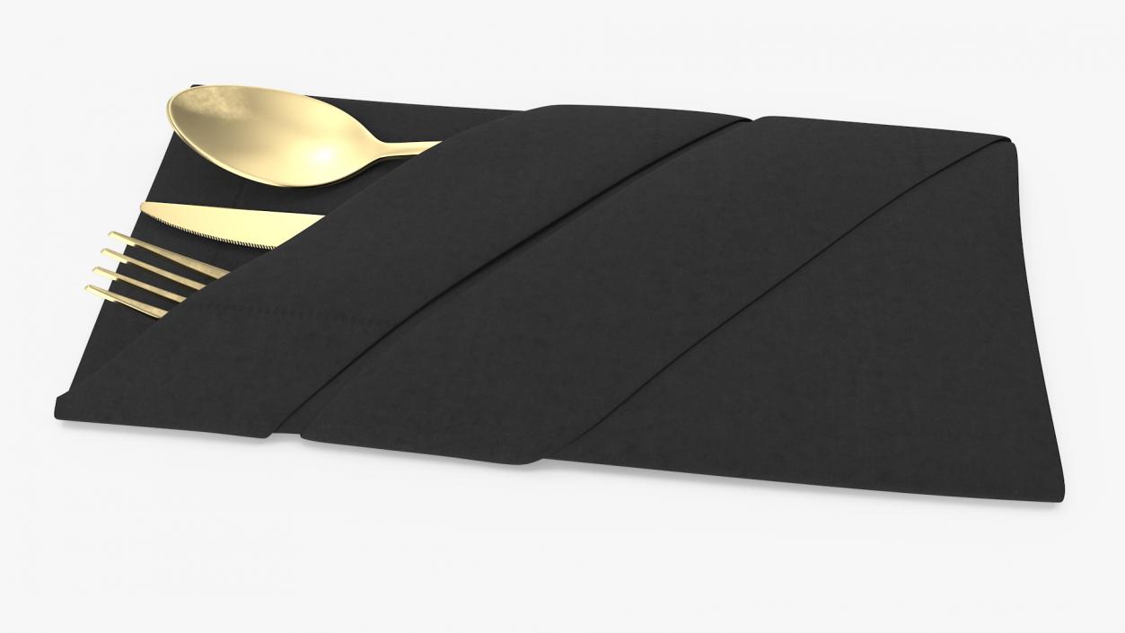3D Buffet Napkin Fold with Steel Flatware model