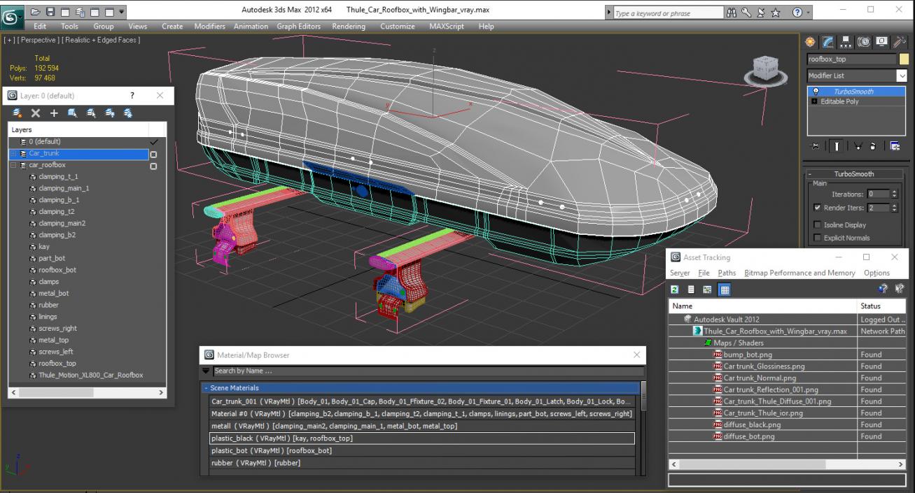 3D model Thule Car Roofbox with Wingbar