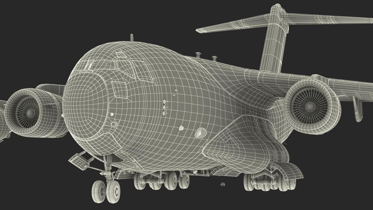 3D Boeing C17 Globemaster III Transport Aircraft Rigged for Maya