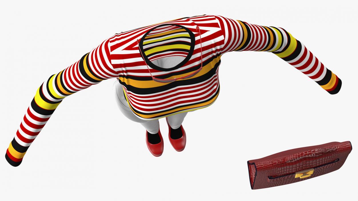 Fashionable White Jeans with Striped Sweater 3D model
