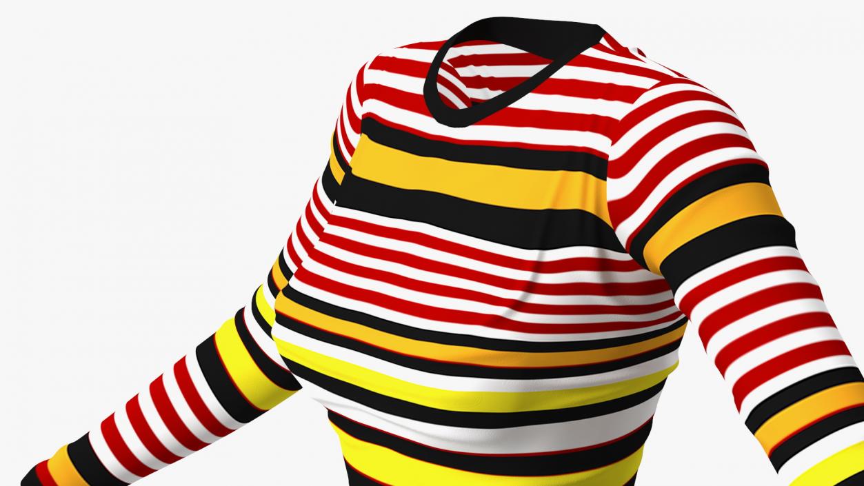 Fashionable White Jeans with Striped Sweater 3D model