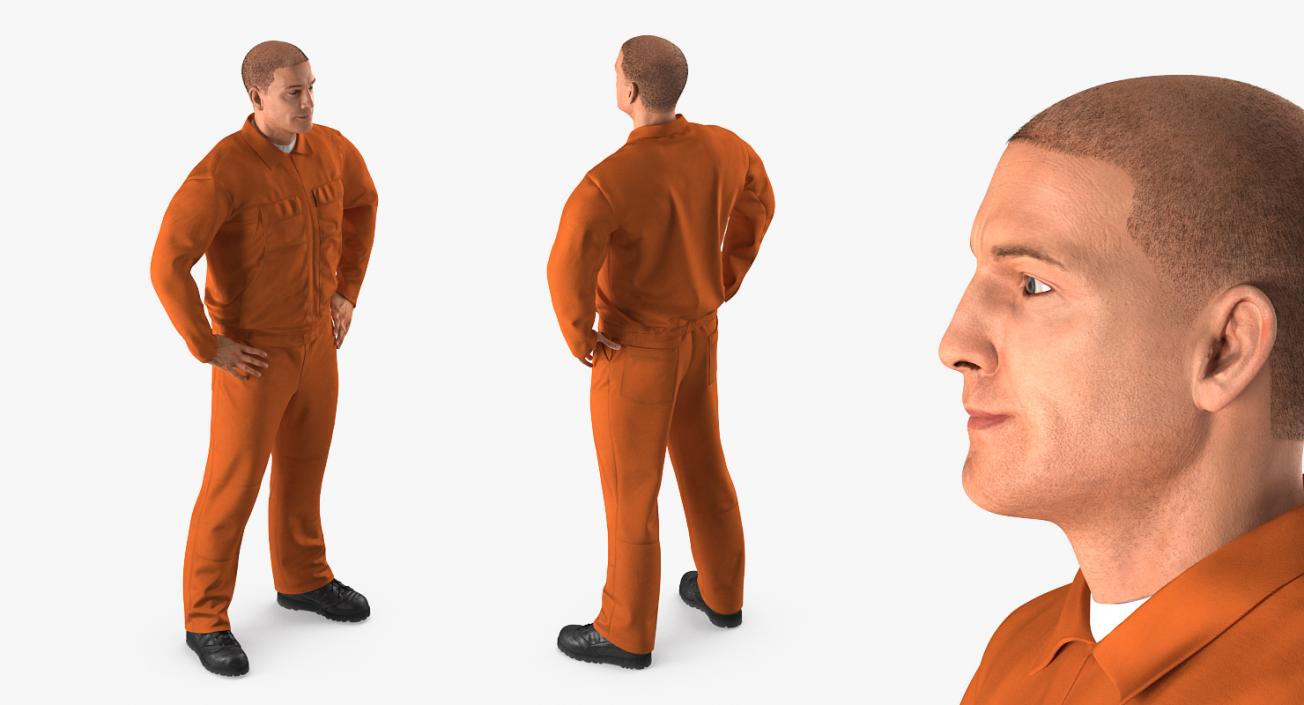 3D Builder Wearing Orange Long Sleeve Coveralls Rigged