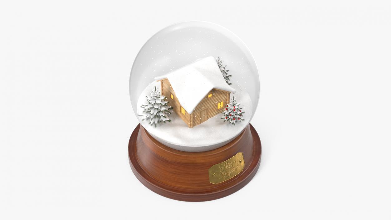 3D Christmas Snowglobe with House Snowing model