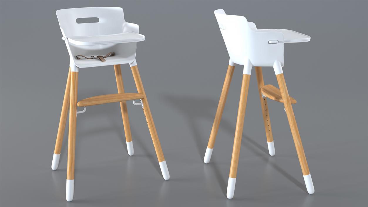 3D Wooden Adjustable Baby High Chair model