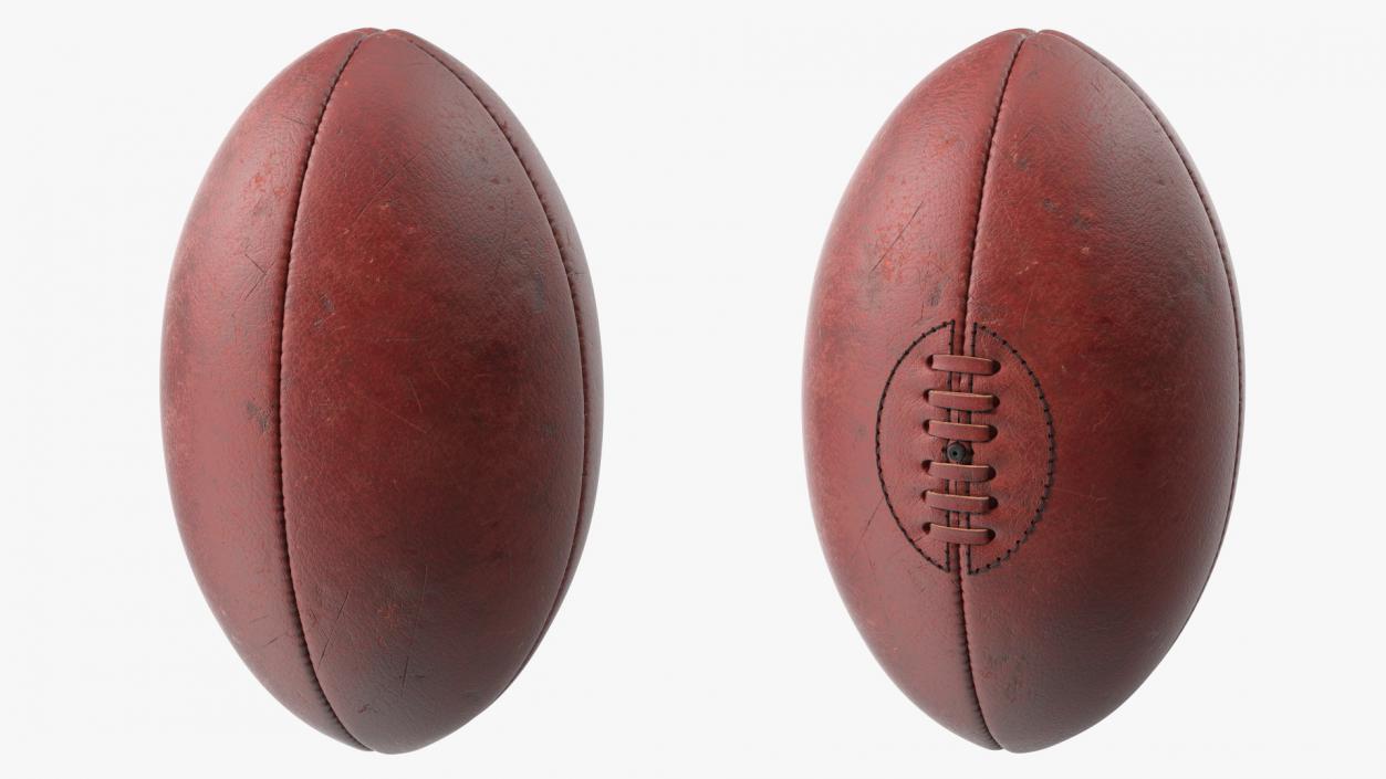 3D Vintage Leather Rugby Ball on Kicking Tee