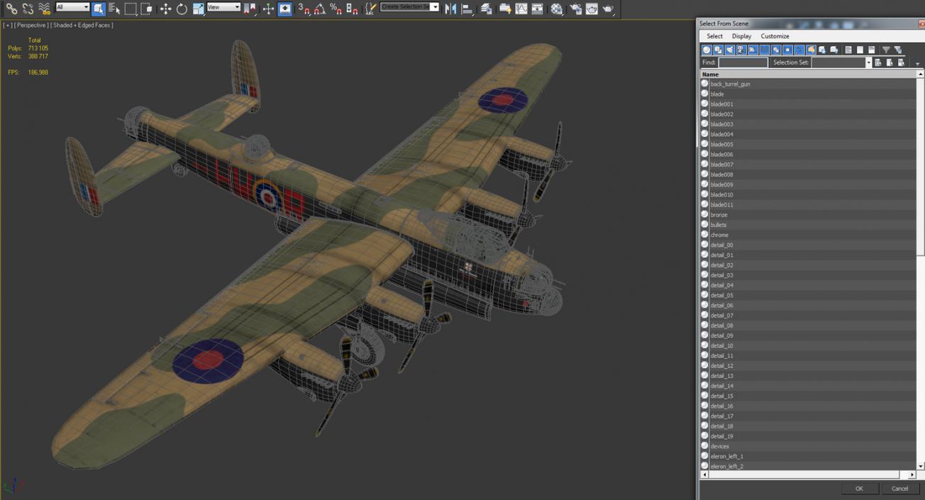 3D model British Heavy Bomber Avro Lancaster WWII