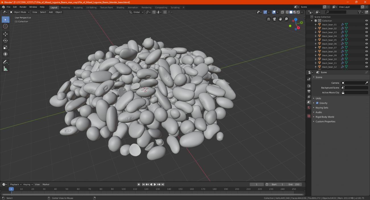 3D Pile of Mixed Legume Beans